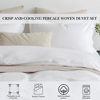 Pointehaven Percale Printed 3-pc. Reversible Duvet Cover Set