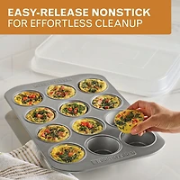 Farberware Bakeware Non-Stick 12-Cup Muffin Pan with Lid