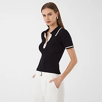 RM Rebecca Minkoff Womens Short Sleeve Polo Shirt