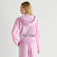 Hello Kitty Velour Full Zip Womens Juniors Long Sleeve Hoodie