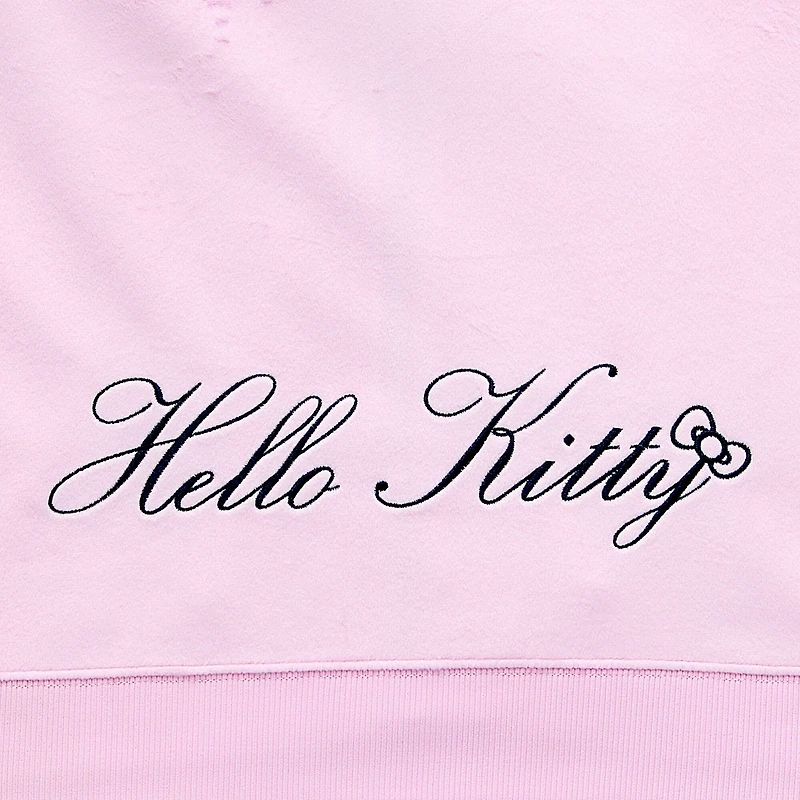 Hello Kitty Velour Full Zip Womens Juniors Long Sleeve Hoodie