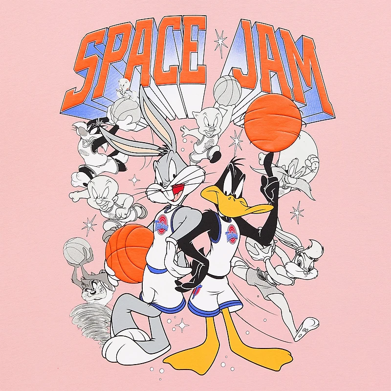 Spacejam Oversized Tee Womens Juniors Crew Neck Short Sleeve Graphic T-Shirt