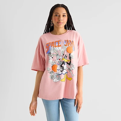 Spacejam Oversized Tee Womens Juniors Crew Neck Short Sleeve Graphic T-Shirt