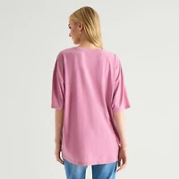 Roses Oversized Tee Womens Juniors Crew Neck Short Sleeve Graphic T-Shirt