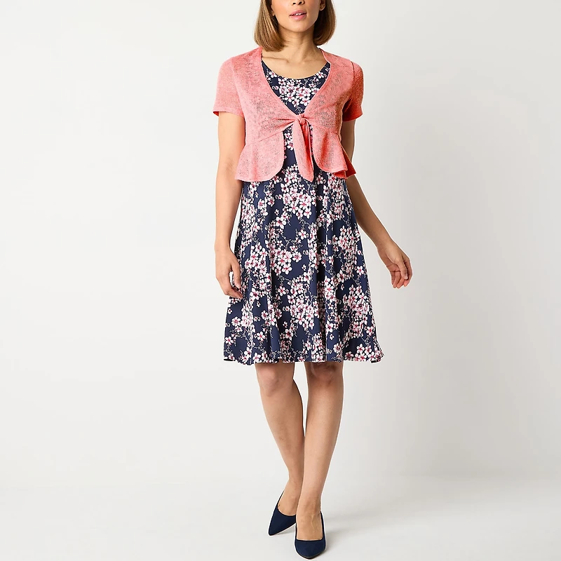 Perceptions Womens Floral Jacket Dress