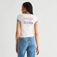 Arizona Womens Juniors Round Neck Short Sleeve Regular Fit Graphic T-Shirt