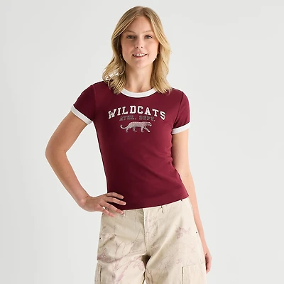 Arizona Womens Juniors Crew Neck Short Sleeve Classic Fit Graphic T-Shirt