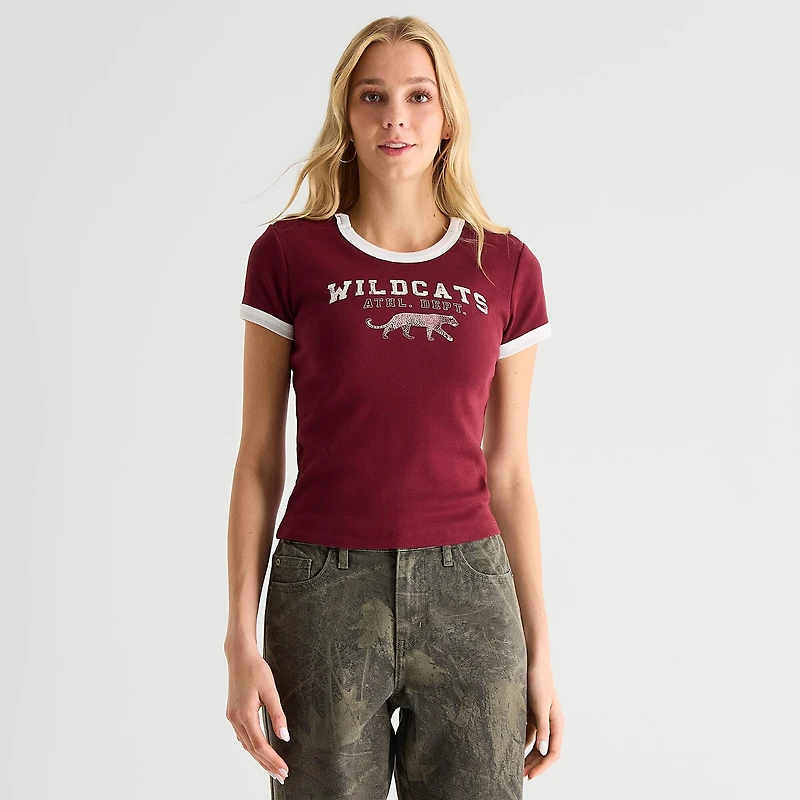 Arizona Womens Juniors Easy-on + Easy-off Crew Neck Short Sleeve Adaptive T-Shirt