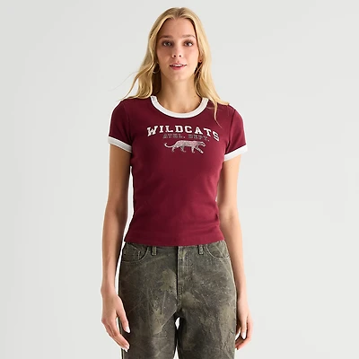 Arizona Womens Juniors Easy-on + Easy-off Crew Neck Short Sleeve Adaptive T-Shirt