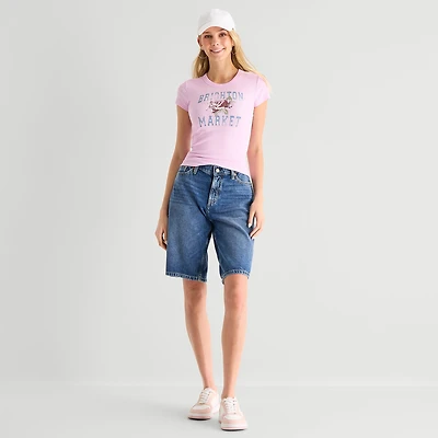 Arizona Womens 12" Low Rise Juniors Denim Short