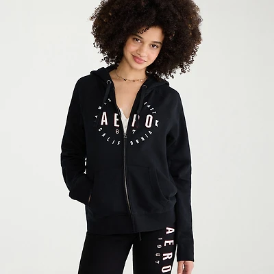 AEROPOSTALE Womens Juniors Long Sleeve Fleece Zipper Hoodie
