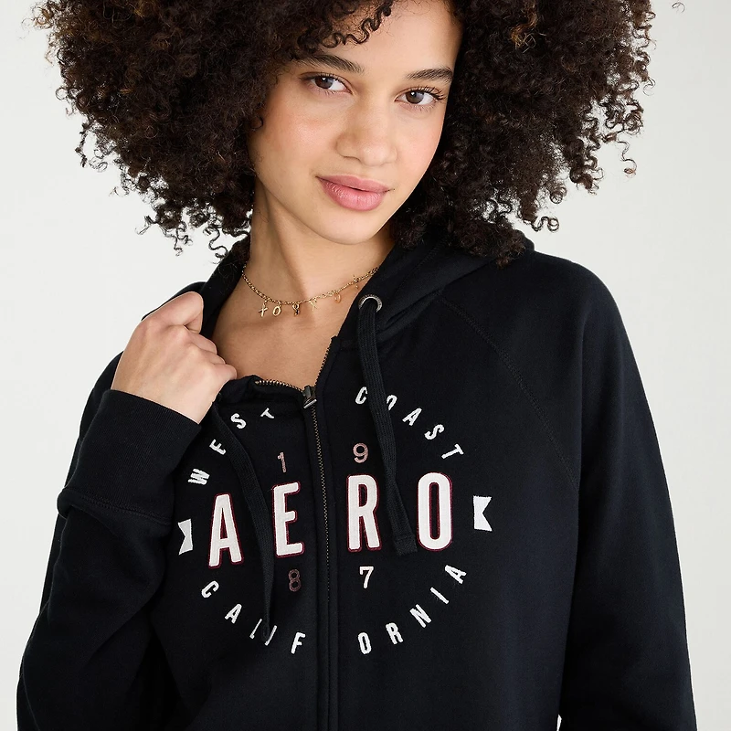 AEROPOSTALE Womens Juniors Long Sleeve Fleece Zipper Hoodie
