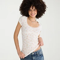 AEROPOSTALE Womens Juniors Sweetheart Neck Short Sleeve T-Shirt