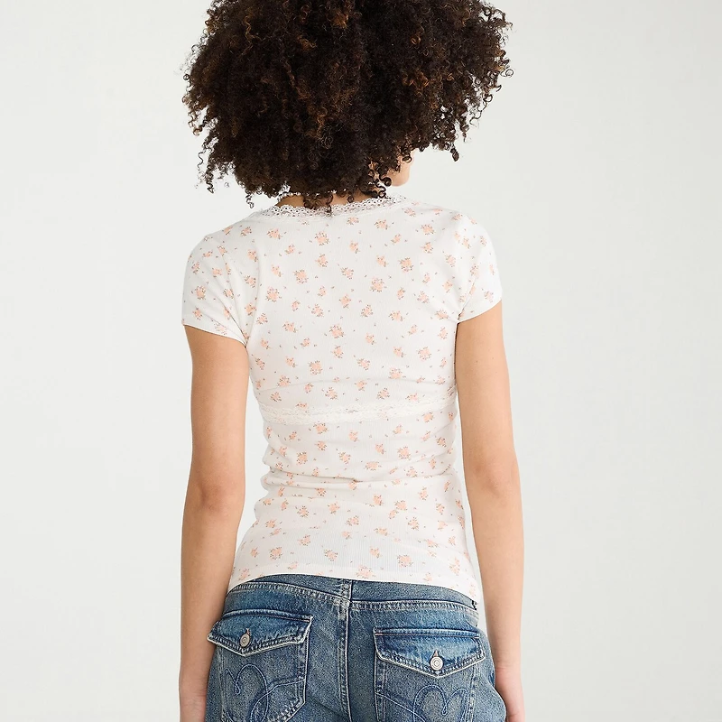 AEROPOSTALE Womens Juniors Sweetheart Neck Short Sleeve T-Shirt