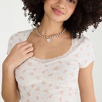 AEROPOSTALE Womens Juniors Sweetheart Neck Short Sleeve T-Shirt