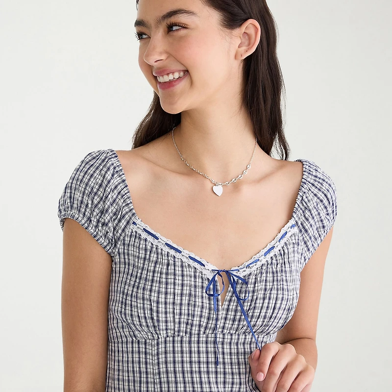 AEROPOSTALE Womens Juniors Keyhole Neck Short Sleeve Sundress