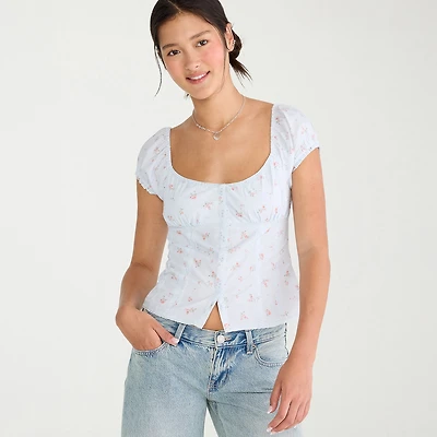 AEROPOSTALE Womens Juniors Square Neck Short Sleeve T-Shirt