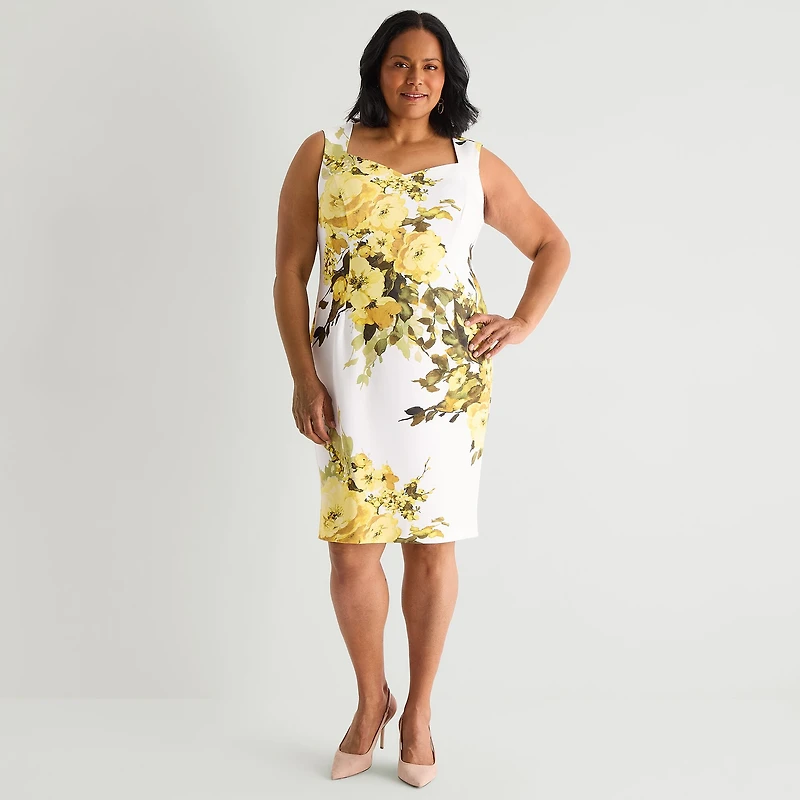 Maya Brooke Womens Plus Floral Jacket Dress