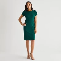 Marc New York Womens Square Neck Short Sleeve Sheath Dress