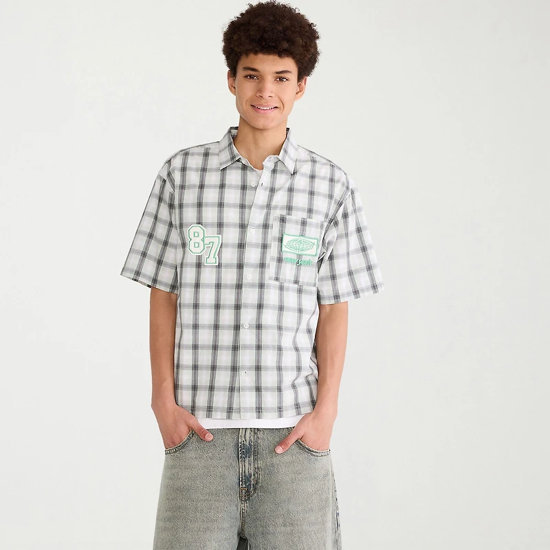 AEROPOSTALE Mens Short Sleeve Boxy Fit Button-Down Shirt