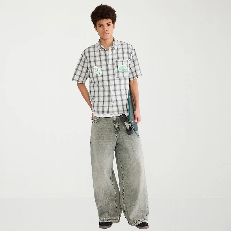 AEROPOSTALE Mens Short Sleeve Boxy Fit Button-Down Shirt