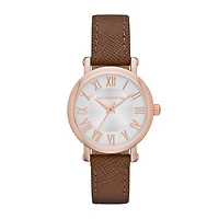 Liz Claiborne® Womens Brown Leather Strap Watch