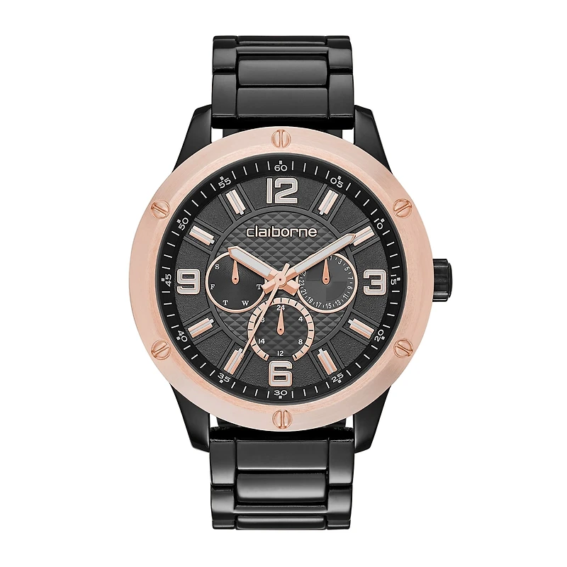 Claiborne® Mens Gunmetal Watch