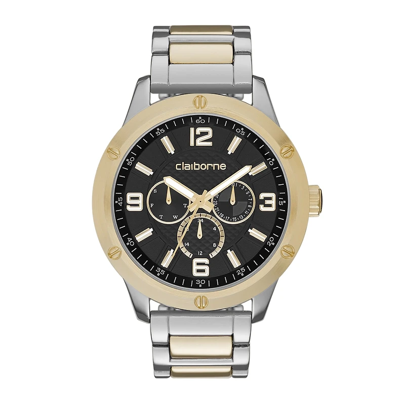Claiborne® Mens Two-Tone Watch