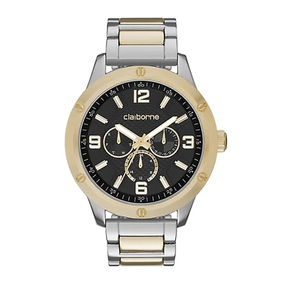Claiborne® Mens Two-Tone Watch