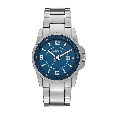 Claiborne® Mens Silver-Tone Watch