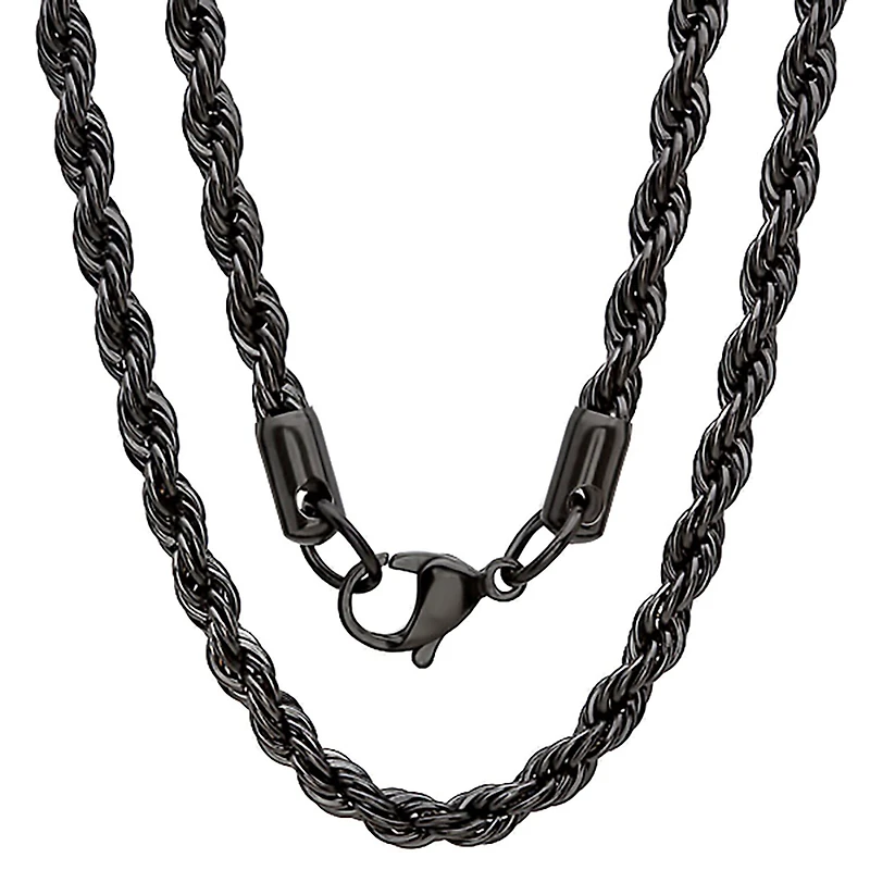 Steeltime Mens 18K Gold Over Stainless Steel Stainless Steel Hypoallergenic 24 Inch Rope Chain Necklace