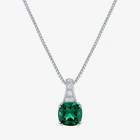 Gemstone Sterling Silver Cushion Pendant Necklace