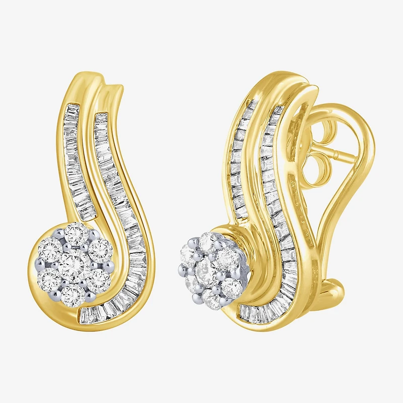 3/4 CT.T.W. Natural Diamond 10K Gold Swirl Earrings