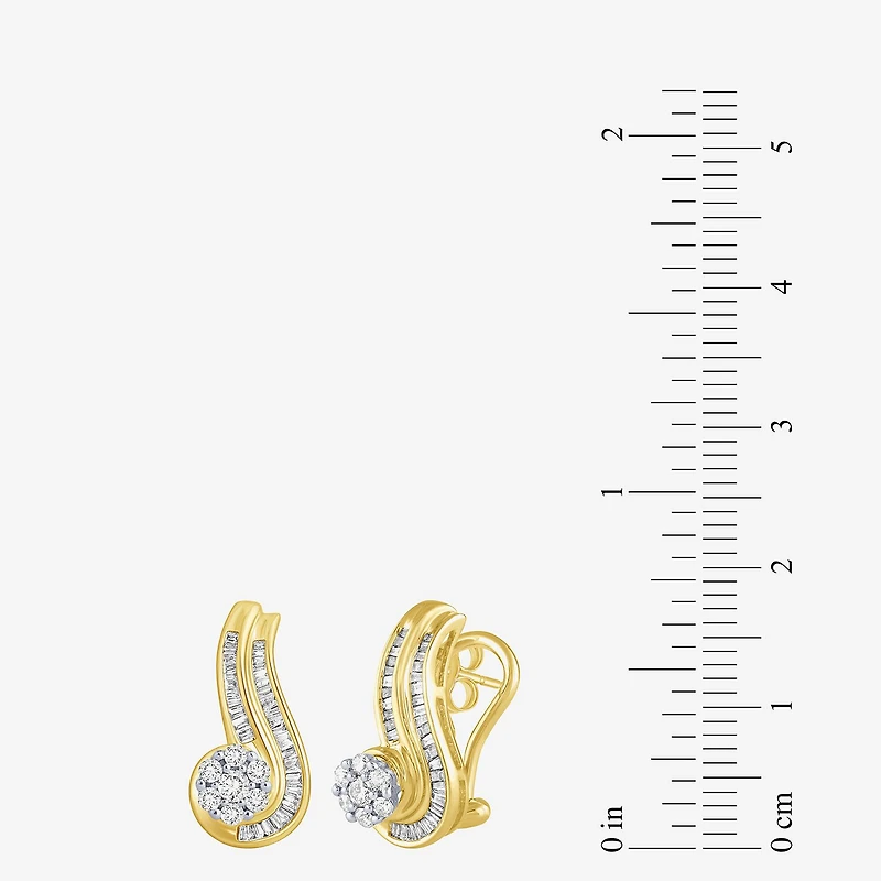 3/4 CT.T.W. Natural Diamond 10K Gold Swirl Earrings