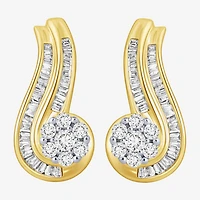 3/4 CT.T.W. Natural Diamond 10K Gold Swirl Earrings