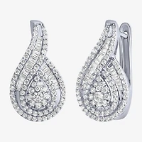 Diamond Blossom Womens 1 CT. T.W. Natural White Diamond 10K Gold Pear Drop Earrings