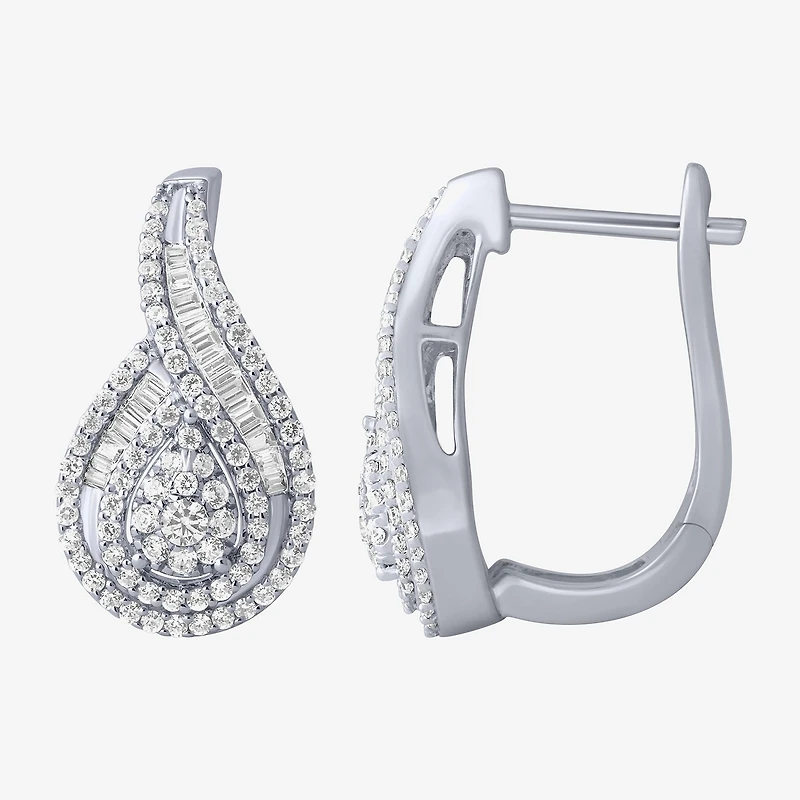Diamond Blossom Womens 1 CT. T.W. Natural White Diamond 10K Gold Pear Drop Earrings