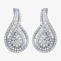 Diamond Blossom Womens 1 CT. T.W. Natural White Diamond 10K Gold Pear Drop Earrings