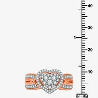 I Said Yes (H-I / I1) Womens 1/2 CT. T.W. Lab Grown White Diamond Sterling Silver Heart Side Stone Halo Engagement Ring