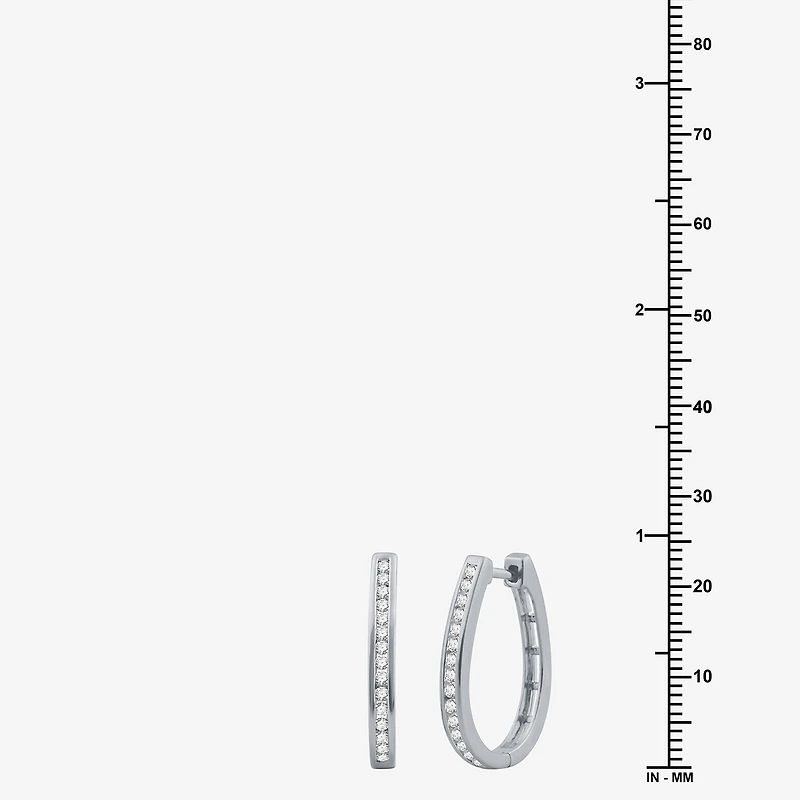 Womens 1/2 CT. T.W. Lab Grown White Diamond Sterling Silver 23.8mm Hoop Earrings