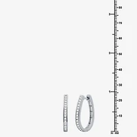 Womens 1/2 CT. T.W. Lab Grown White Diamond Sterling Silver 23.8mm Hoop Earrings