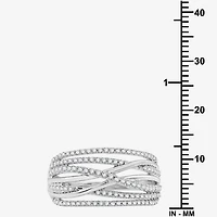 Womens /2 CT. T.W. Lab Grown White Diamond Sterling Silver Crossover Band