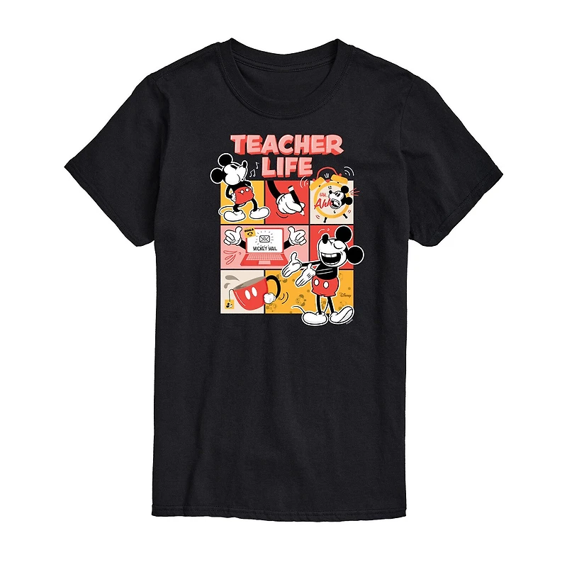 Mens Short Sleeve Teacher Mickey Mouse Graphic T-Shirt