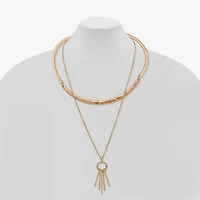 a.n.a Gold Tone Womens 16 Inch Strand Necklace