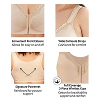 Exquisite Form® Women's FULLY Wireless Cotton Back & Posture Support Bra with Front Closure Lace- 5100531