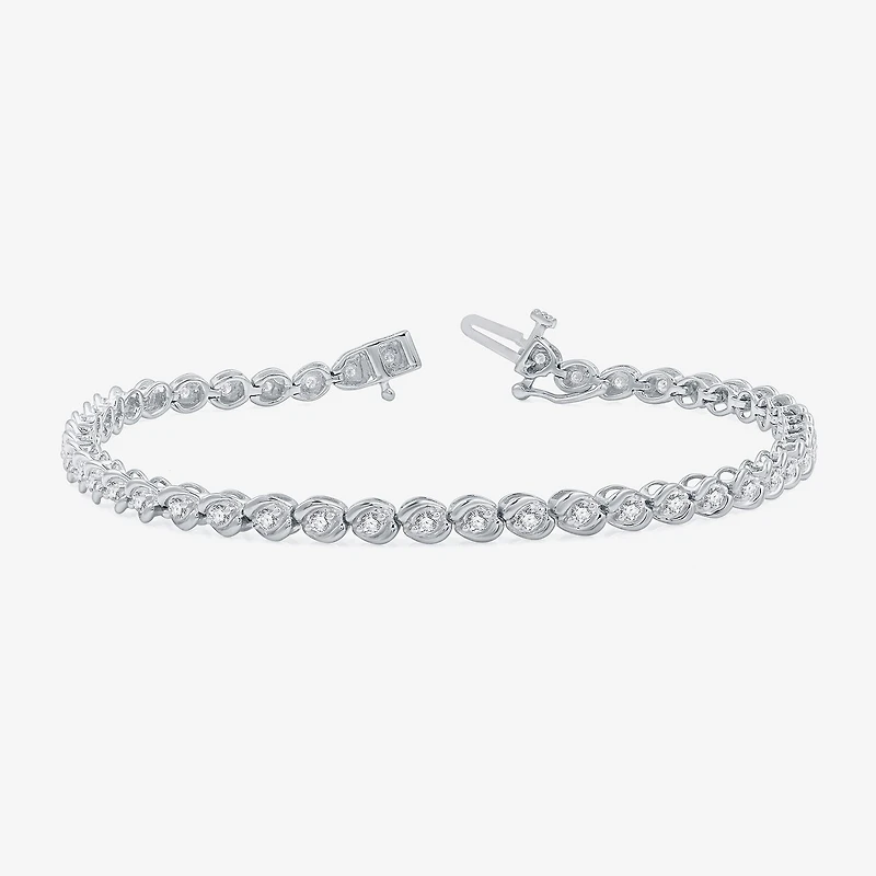 Womens 1 CT. T.W. Lab Grown White Diamond 10K Gold 7.5 Inch Tennis Bracelet