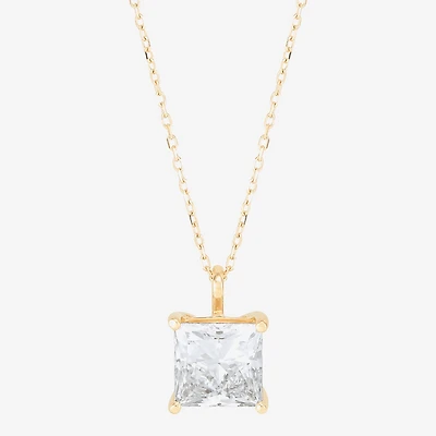 ( H-I/SI2 ) Womens 3 CT. T.W. Lab Grown White Diamond 14K Gold 18 Inch Princess Pendant Necklace