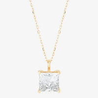( H-I/SI2 ) Womens 3 CT. T.W. Lab Grown White Diamond 14K Gold 18 Inch Princess Pendant Necklace