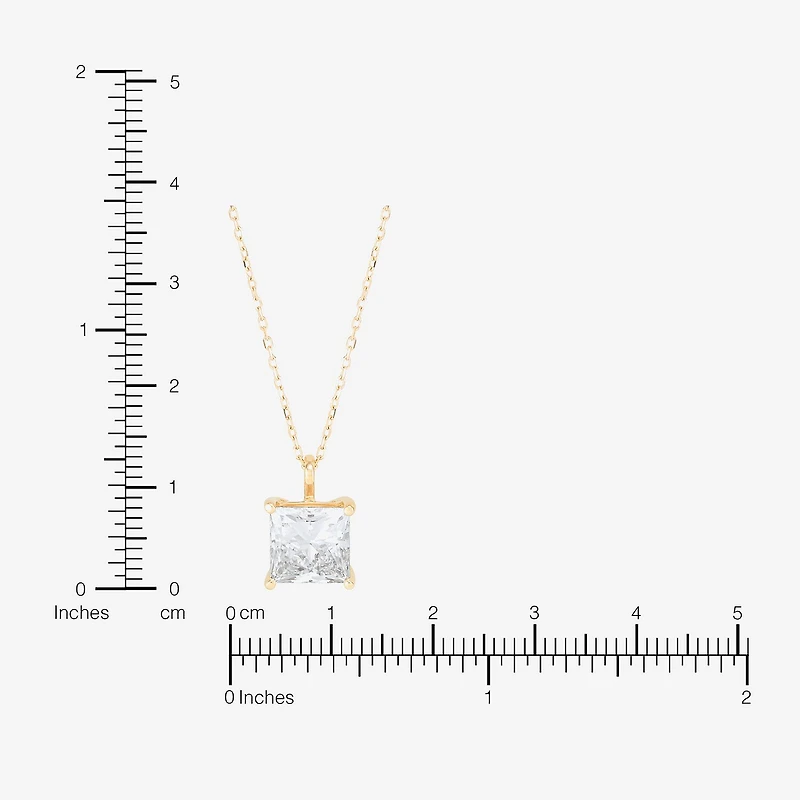( H-I/SI2 ) Womens 3 CT. T.W. Lab Grown White Diamond 14K Gold 18 Inch Princess Pendant Necklace
