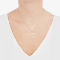 ( H-I/SI2 ) Womens 3 CT. T.W. Lab Grown White Diamond 14K Gold 18 Inch Princess Pendant Necklace